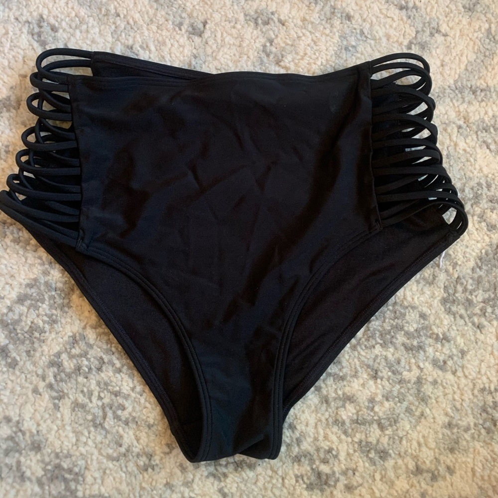 Brand new high rise black crisscross bikini bottom
